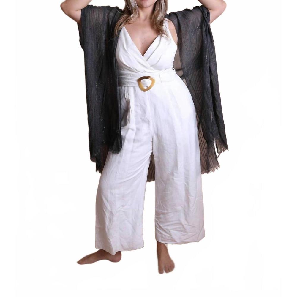 NEW LETO pencil stripe lurex lined lightweight wrap shawl cover up kimono in cha